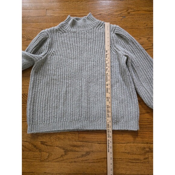 Boden Sweater Womens 14 Gray Wool Blend Chunky Knit Mock Neck - Picture 6 of 7